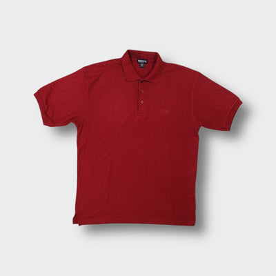 Hugo Boss short-sleeve polo shirt in dark red with tonal embroidered chest logo.