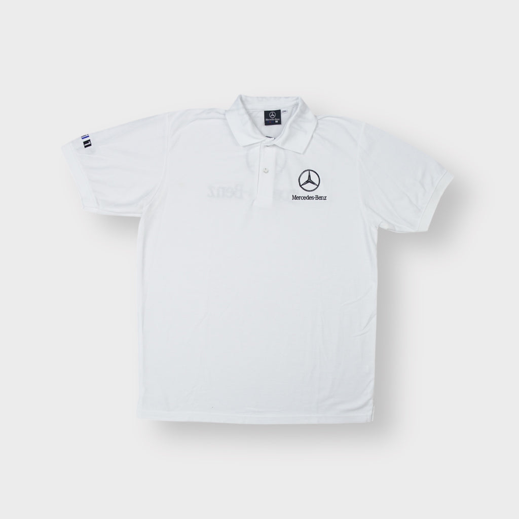 Mercedes-Benz polo shirt in white with embroidered logo on chest