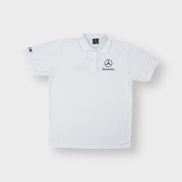 Mercedes-Benz polo shirt in white with embroidered logo on chest