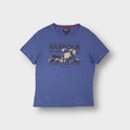 Blue Barbour International T-Shirt with a vintage motorcycle chest graphic print