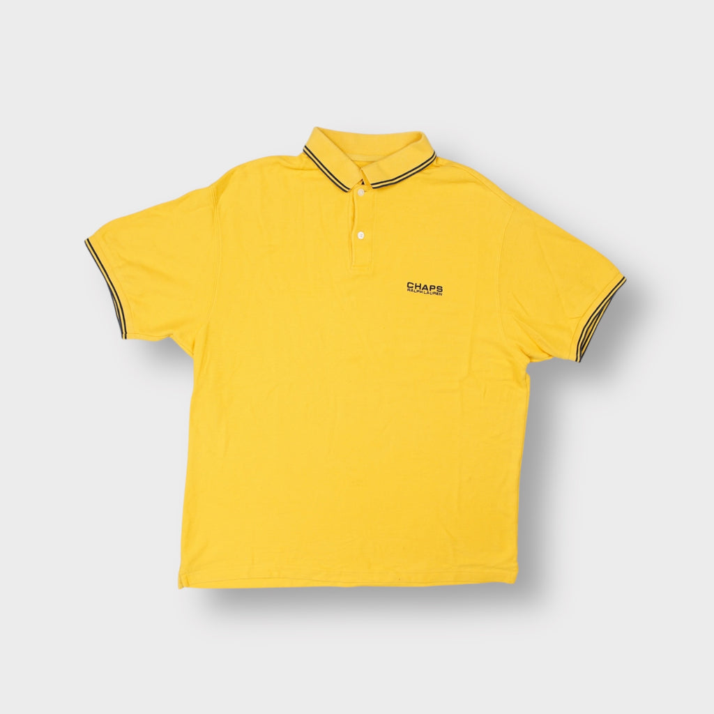 Ralph Lauren polo shirt in yellow with dark tipped collar and embroidered chest logo