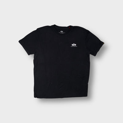 Alpha Industries black T-Shirt featuring a small white logo printed on the chest