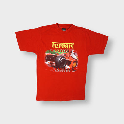 Ferrari graphic T-Shirt in red featuring a printed Formula One racing car graphic