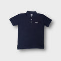 Fila short-sleeve polo shirt in navy blue with a white embroidered outline logo on chest