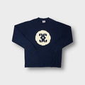 Pro Club long sleeve sweater in navy blue featuring a cream circular graphic on the chest.