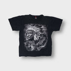 Hero Buff T-Shirt in black featuring a Native American chief and wolf front print