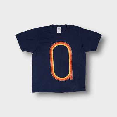 Adidas T-Shirt in navy blue with a running track graphic front print