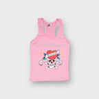 Ed Hardy pink tank top featuring a Love Kills Slowly skull and heart graphic