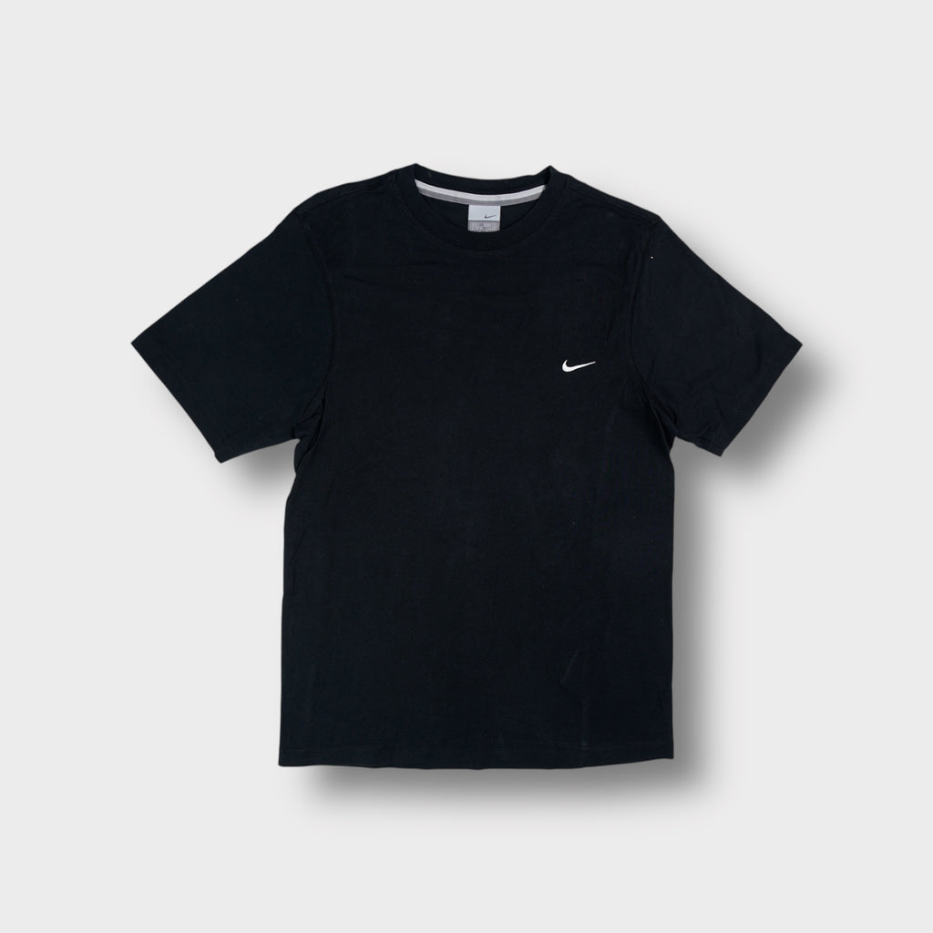 Nike black crew-neck T-Shirt with a small white embroidered swoosh on the left chest.