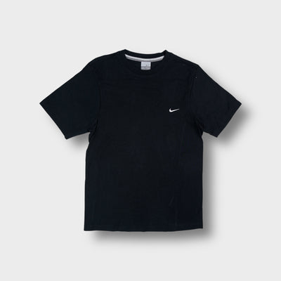 Nike black crew-neck T-Shirt with a small white embroidered swoosh on the left chest.