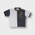 Fila short-sleeve polo shirt in grey with yellow embroidered outline chest logo