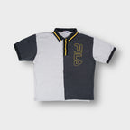 Fila short-sleeve polo shirt in grey with yellow embroidered outline chest logo
