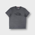 The North Face T-Shirt in heather grey with a dark raised logo print across the chest