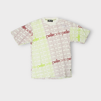 Pelle Pelle T-Shirt in white featuring an all-over brand name print and rhinestones.