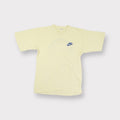 Nike yellow T-Shirt with a blue chest swoosh logo and a colorful rainbow star graphic