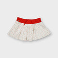 Lacoste white polka dot skirt with red waistband and embroidered crocodile logo