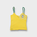 Nike top in yellow featuring green straps and a printed CBF crest