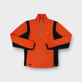 Nike fleece sweater in orange and black with a half-zip collar and small chest swoosh logo