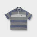 Burberry polo shirt in grey striped fabric with embroidered logo on chest