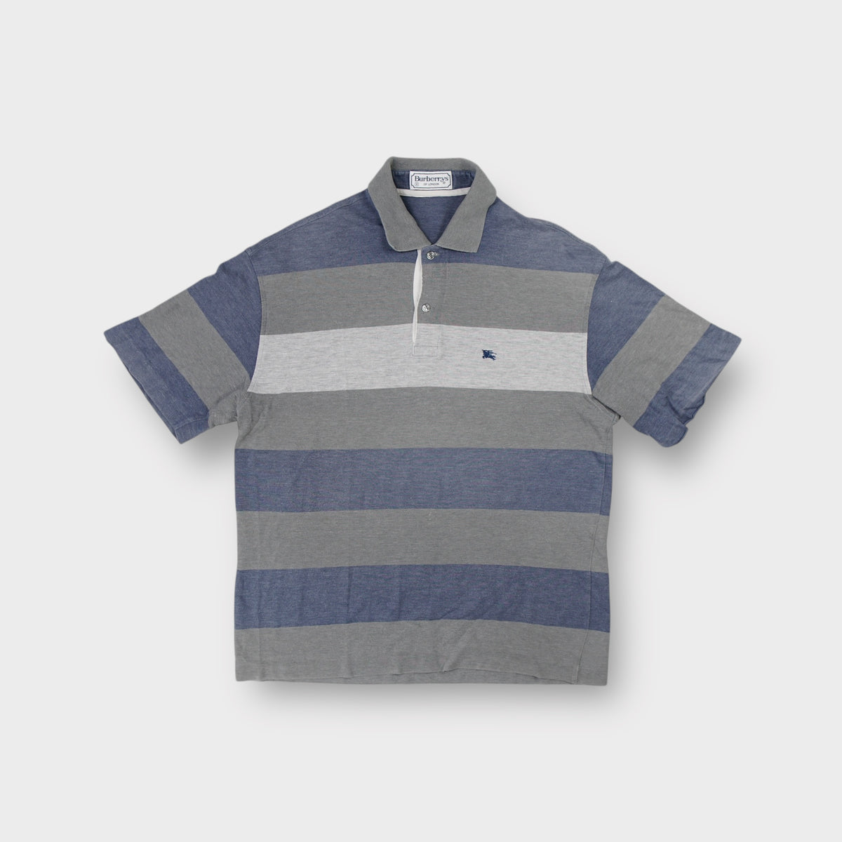 Burberry polo shirt in grey striped fabric with embroidered logo on chest