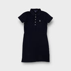 Ralph Lauren Sport polo dress in black with white embroidered chest logo and button collar