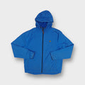 Lyle & Scott jacket in bright blue with yellow eagle logo patch and hood