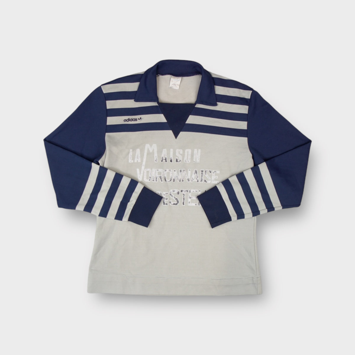 Adidas long-sleeve goalkeeper jersey in grey with sponsor print and number one on back