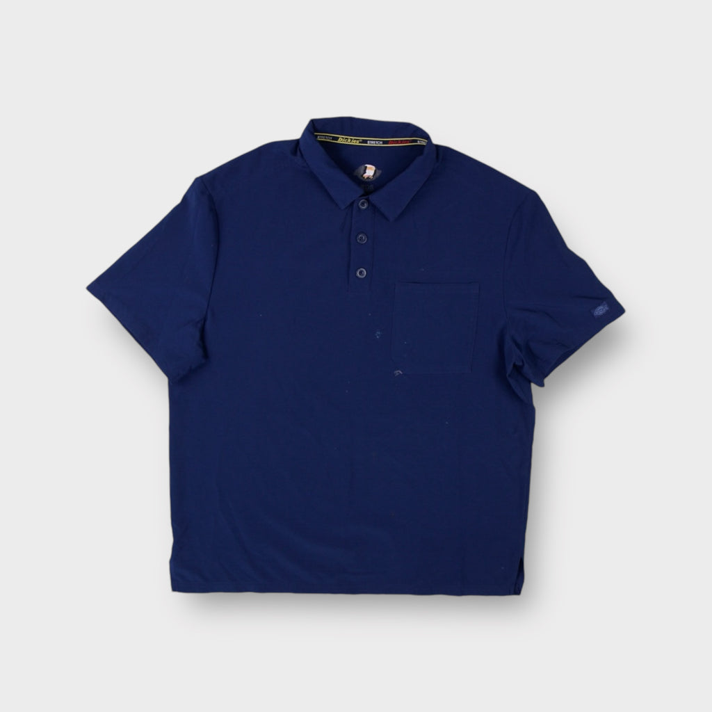 Dickies polo shirt in blue featuring a chest pocket and buttoned collar
