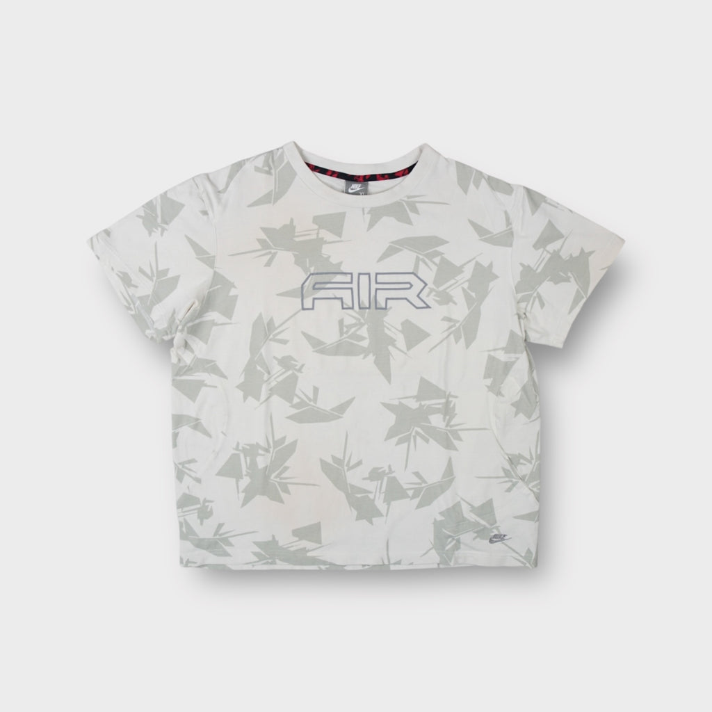 Nike T-Shirt in white with a light grey geometric pattern and central Air logo