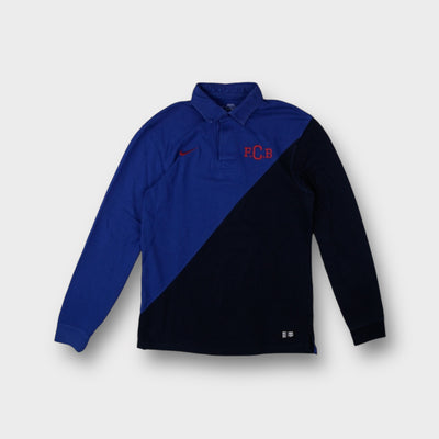 Nike FC Barcelona polo sweater in blue and black with red F.C.B embroidery