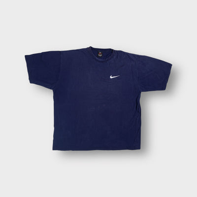 Vintage Nike navy blue T-Shirt with small white embroidered swoosh on chest