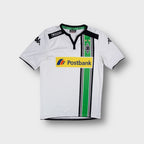 Kappa Borussia Mönchengladbach 15-16 white jersey with green vertical stripe and Postbank logo