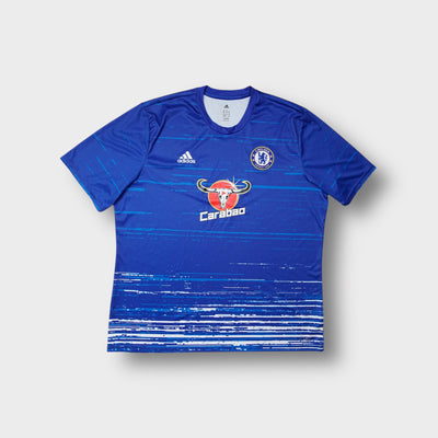 Blue Adidas FC Chelsea jersey with Carabao sponsor logo printed across the chest.