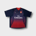 Nike FC Arsenal jersey in navy blue featuring Fly Emirates sponsor graphic on chest