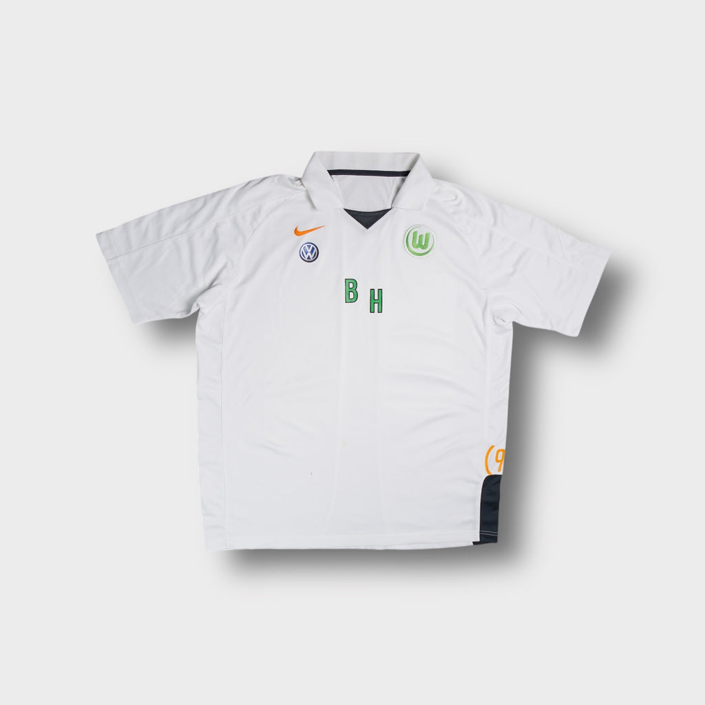 Nike VfL Wolfsburg shirt in white featuring embroidered logos and club crest