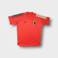 Red Adidas Belgium football jersey with official team crest and three shoulder stripes.