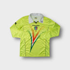Diadora yellow long-sleeve referee jersey with white collar and Italian FIGC crest
