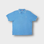 Reebok short sleeve polo shirt in light blue with white collar tipping and embroidered chest logo