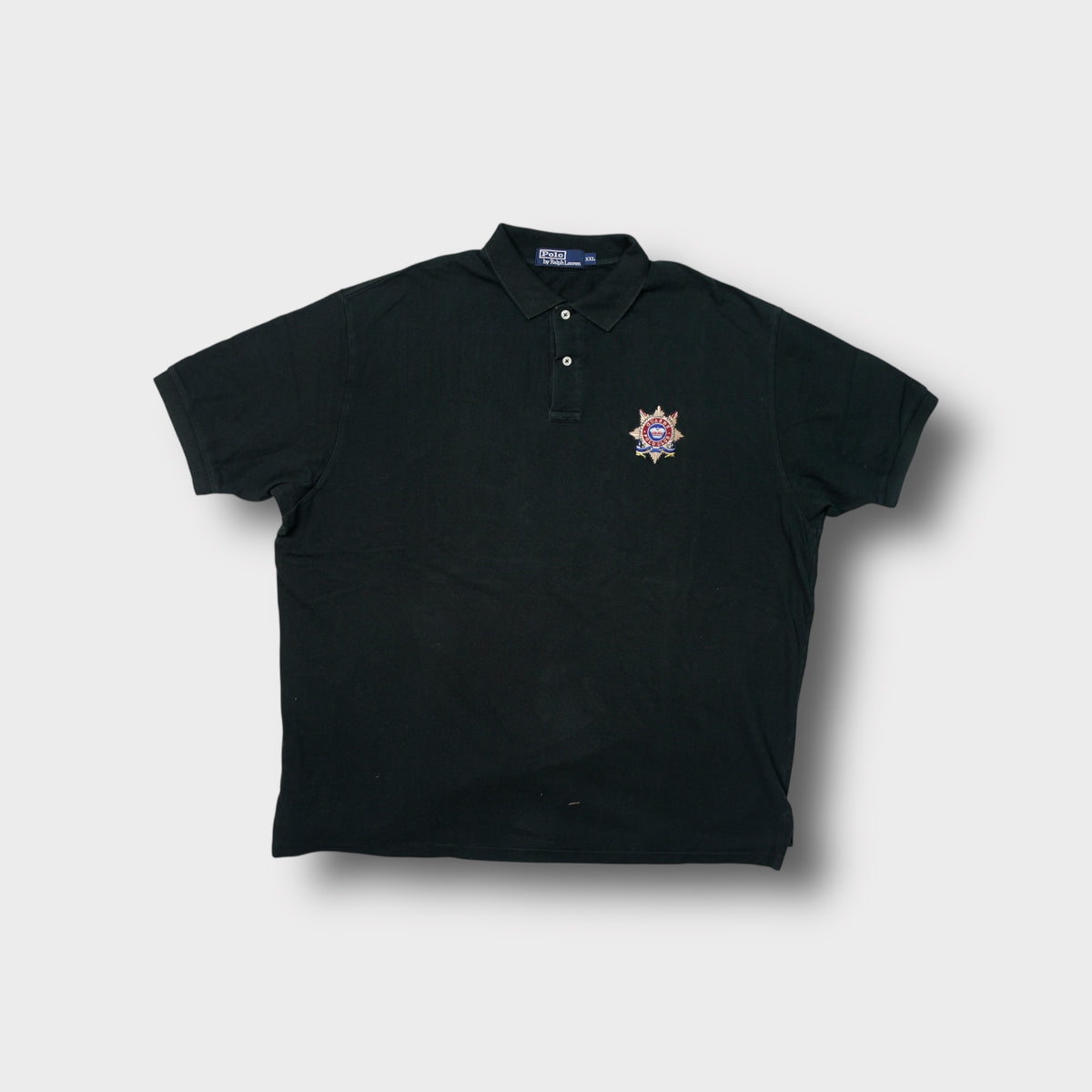 Ralph Lauren black short-sleeve polo shirt with an embroidered Guards Polo Club crest
