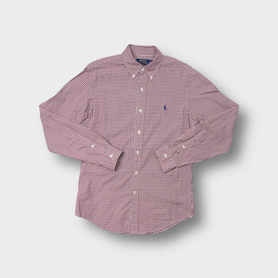 Ralph Lauren button-up shirt in red check pattern with an embroidered pony on the chest.