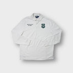 White Ralph Lauren long-sleeve polo sweater with RL Tennis Club New York embroidery and chest patch