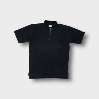 Joop short-sleeve polo shirt in black featuring a silver half-zip collar and chest pocket