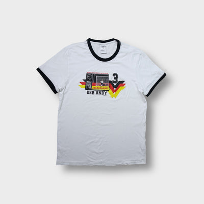 Adidas DFB white ringer T-Shirt with graphic print commemorating Germany's 1990 goal