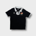 Umbro black lace-up shirt with a white collar and BRD crest on the chest
