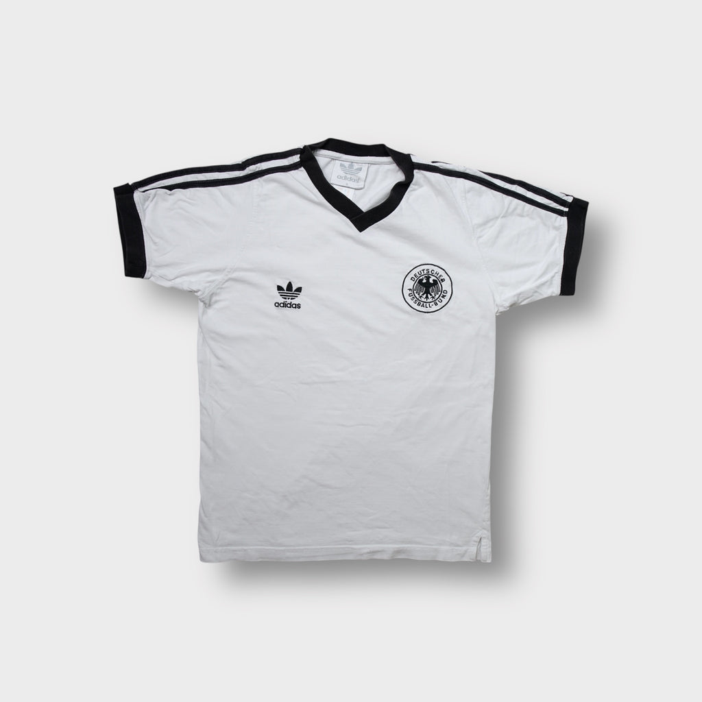 White Adidas DFB training shirt with black collar and Deutscher Fußball-Bund crest