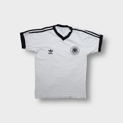 White Adidas DFB training shirt with black collar and Deutscher Fußball-Bund crest