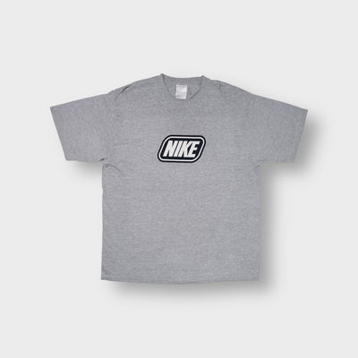 Nike grey T-Shirt with a black and white framed logo graphic on the chest