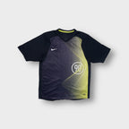 Nike black football jersey with yellow graphic Total 90 logo print and white swoosh