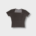 Nike brown short-sleeve T-Shirt featuring a square neck and small swoosh logo on the chest