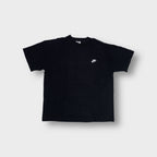 Black Nike T-Shirt featuring a small white embroidered swoosh logo on the chest